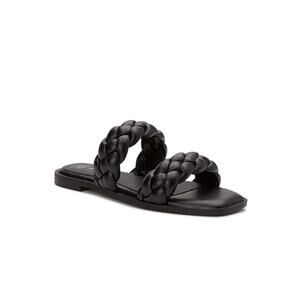 Women's Time & Tru Braided Two Band Sandals Black Size 9